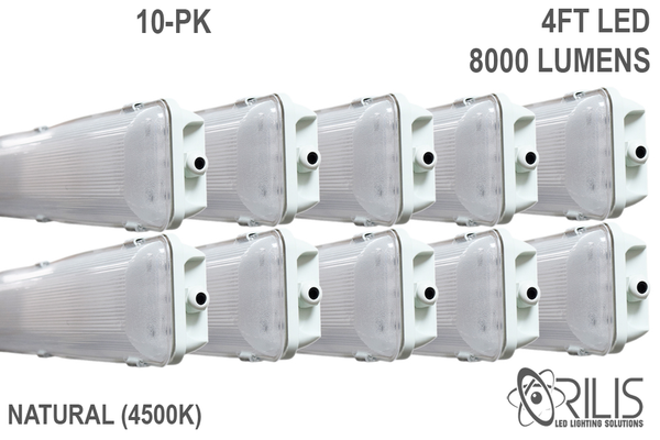 4 Ft. 72W 4500K Integrated LED Water Vapor Tight Lighting Fixture W/ Detachable LED Strips