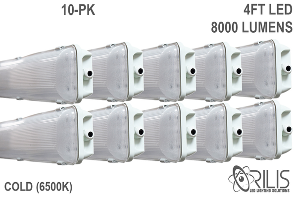 4 Ft. 72W 6500K Integrated LED Water Vapor Tight Lighting Fixture W/ Detachable LED Strips