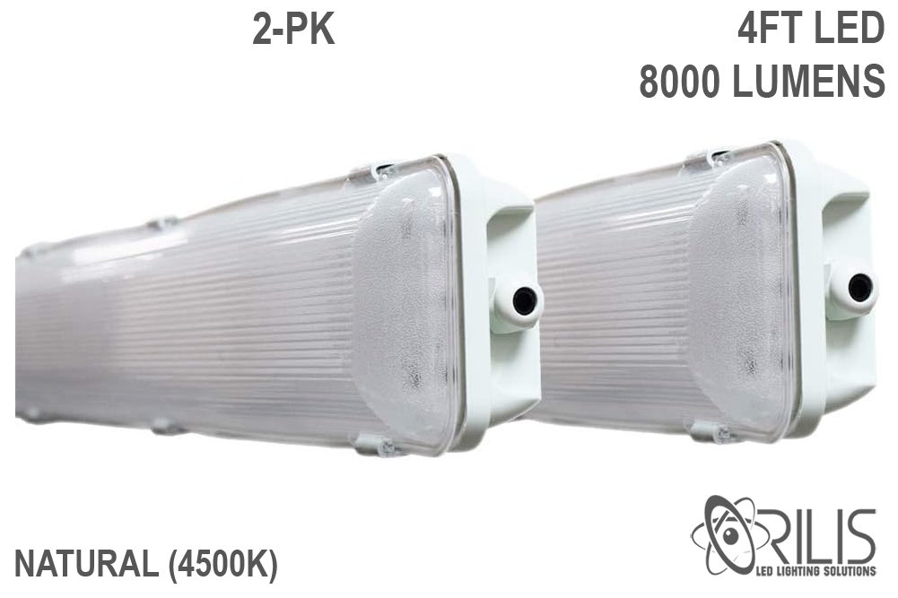 4 Ft. 72W 4500K Integrated LED Water Vapor Tight Lighting Fixture W/ Detachable LED Strips