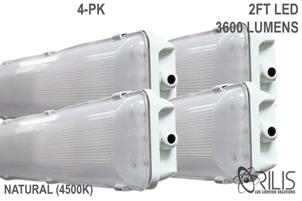 2 Ft. 36W 4500K Integrated LED Water Vapor Tight Lighting Fixture