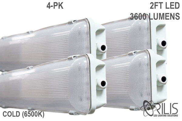 2 Ft. 36W 6500K Integrated LED Water Vapor Tight Lighting Fixture