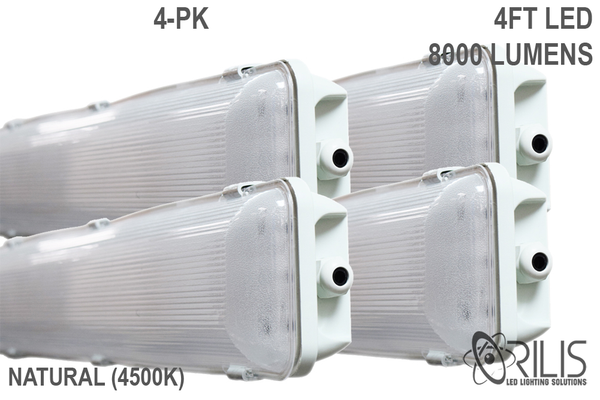 4 Ft. 72W 4500K Integrated LED Water Vapor Tight Lighting Fixture W/ Detachable LED Strips