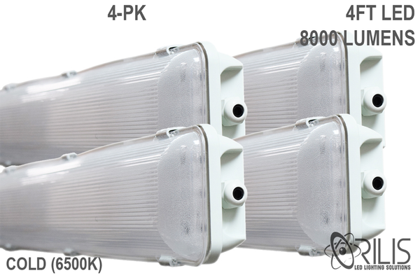 4 Ft. 72W 6500K Integrated LED Water Vapor Tight Lighting Fixture W/ Detachable LED Strips