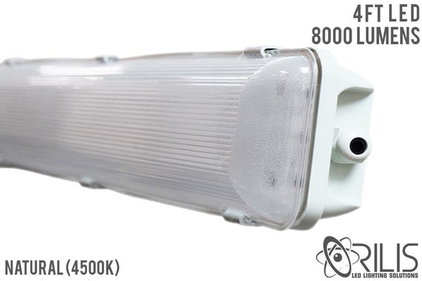 4 Ft. 72W 4500K Integrated LED Water Vapor Tight Lighting Fixture W/ Detachable LED Strips