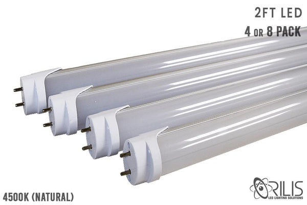 2 FT 4500K Double Ended 12 Watt LED Tubes - 1,200 Lumens - SMD2835 (4 PK)