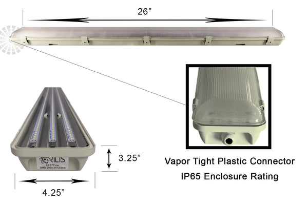 2 Ft. 36W 4500K Integrated LED Water Vapor Tight Lighting Fixture