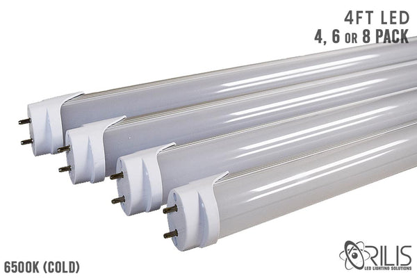 4 FT 6500K Double Ended 22 Watt LED Tubes - 3,000 Lumens - SMD2835 (4 PK)