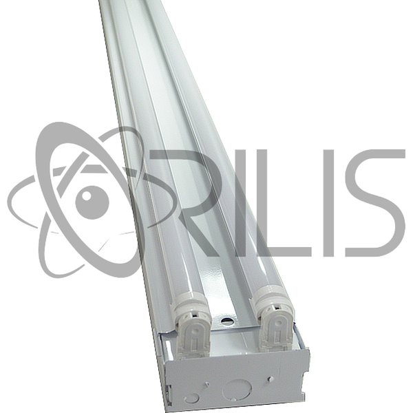 4 Ft. White Flush Mount Hardwired Ceiling Fixture + (2) LED T8 Tubes - ORILIS LED LIGHTING SOLUTIONS