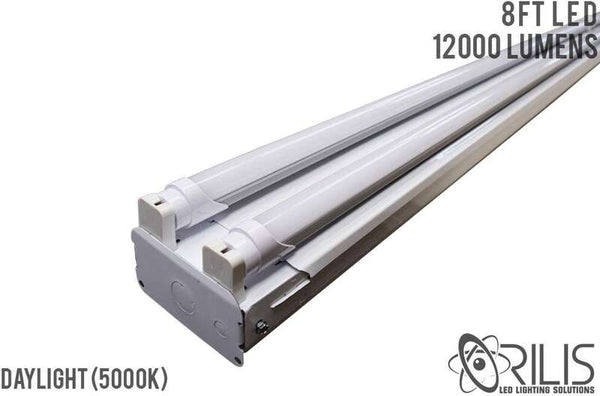 8 Ft 88W Commercial Grade High Output 4 Light LED T8 Fixture (4) 4 Ft Single Ended 22W LED Tubes 5000K - 10500 Lumens - DLC and UL Listed - ORILIS LED LIGHTING SOLUTIONS