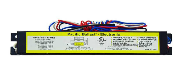 Pacific Ballast 1 or 2 Lamp T8 Instant Start Electronic Ballast Model EB-232IS-120-RES - ORILIS LED LIGHTING SOLUTIONS